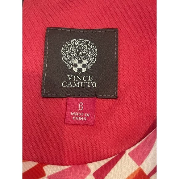 Vince Camuto Multicolor Geometric Print Sleeveless Sheath Pencil Dress Size 6 - Picture 9 of 10